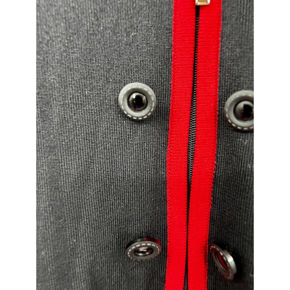 Misook Womens Full Zip Acrylic Basic Jacket Long Sleeve Black Red Size L - Picture 4 of 6